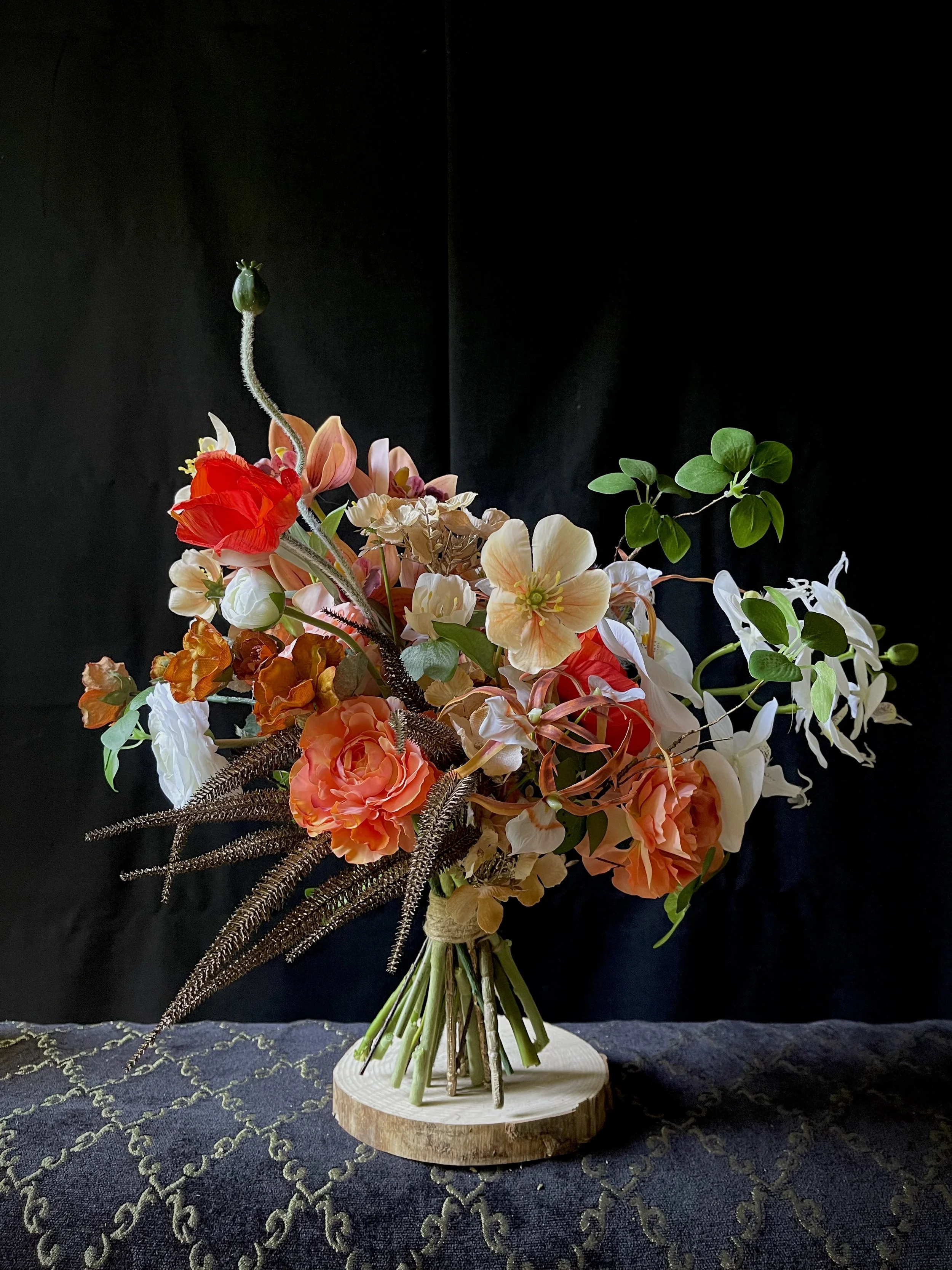 Hand-tied silk flower bouquet