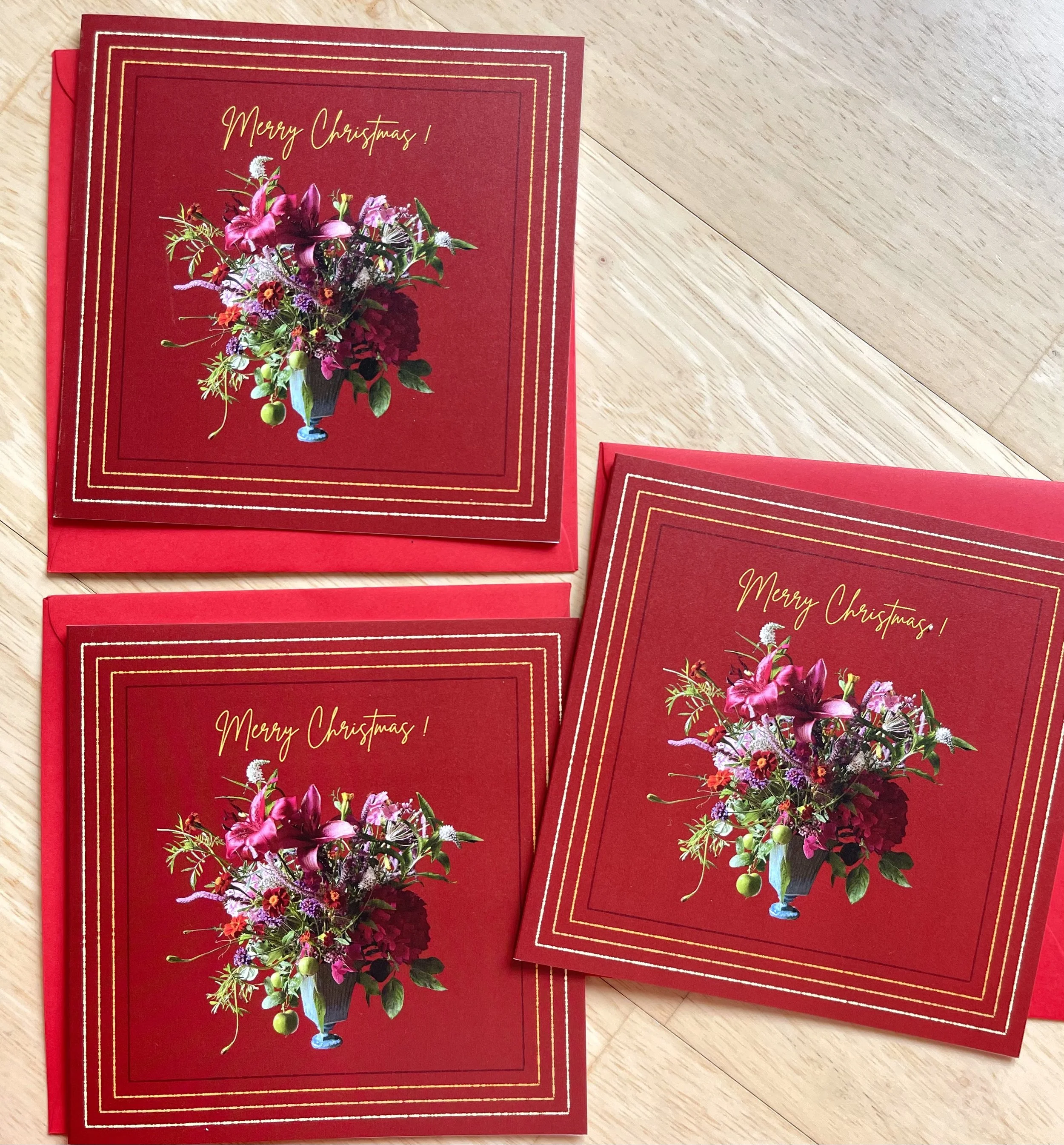 Christmas card with floral arrangement photo