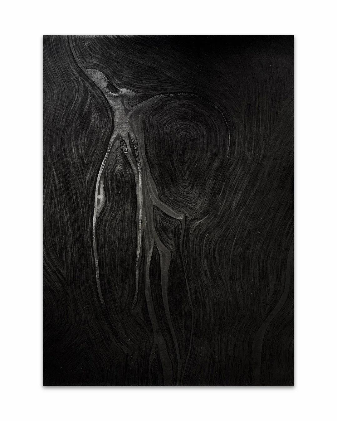 It&rsquo;s been a while since I made black-on-black drawings. I love returning to the magical feeling of them. This time I&rsquo;m exploring organic forms that began with a random spread of ink on paper, creating a natural flow of lines. I then added