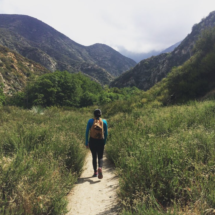 Woman Hiking at the Bridge to Nowhere