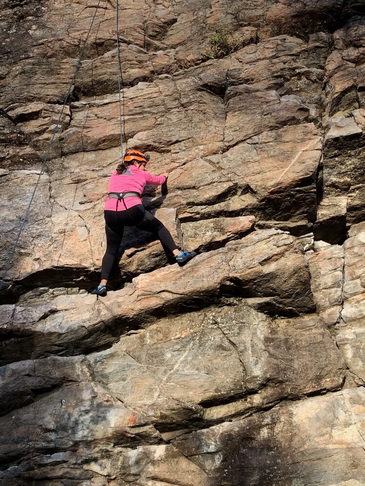 Monica Goes Show Rock Climbing in Q'emiln Park in Post Falls Idaho 