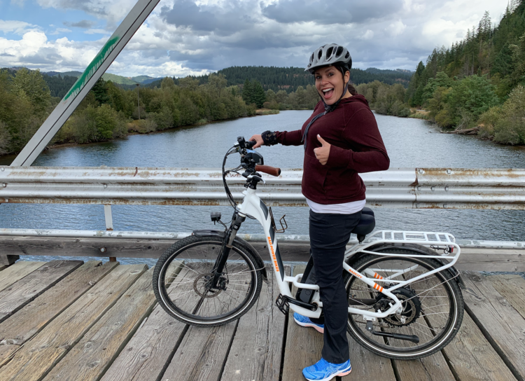 Monica Goes Biking the Coeur d'Alenes Trail