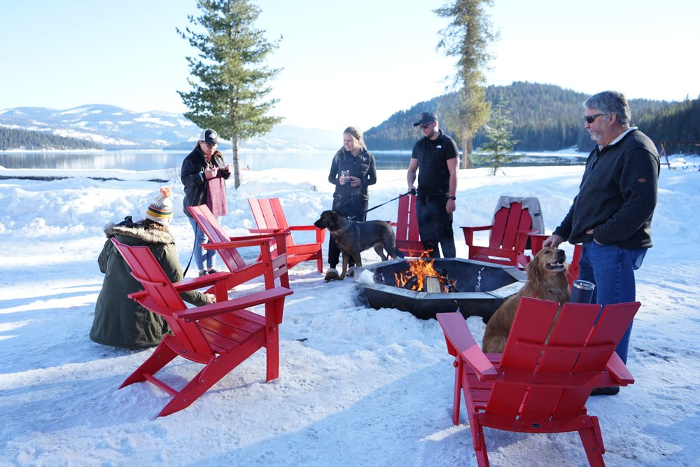 Winter Bonfire at Elkin's Resort in Priest Lake Idaho