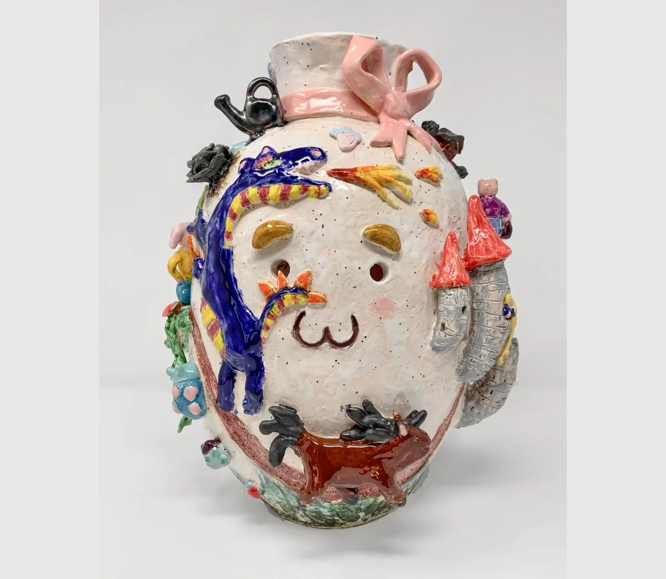Rapunzel, 2026, 35 x 28 x 28cm (14“ x 11“ x 11 inches), Ceramic, Engobe, Iron-, Copper and Chrome Oxides, Glaze