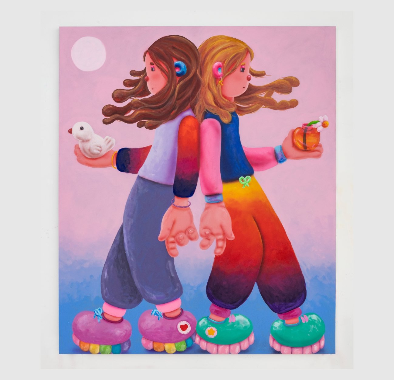 Rare species in the Moonlight, Acrylic on canvas, 165.1 x 139.7 cm (65 x 55 in), 2022