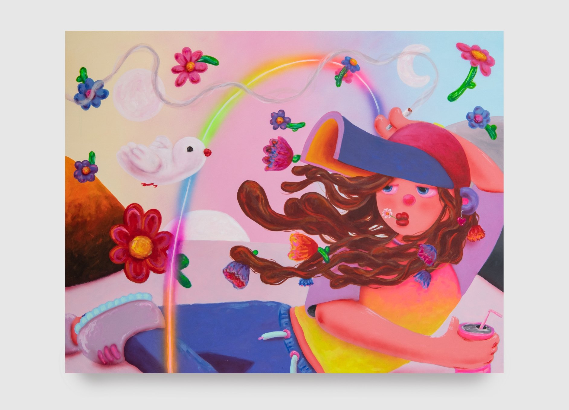 Head in the cloud, 127 x 165cm (50 x 65 in), acrylic on canvas, 2022
