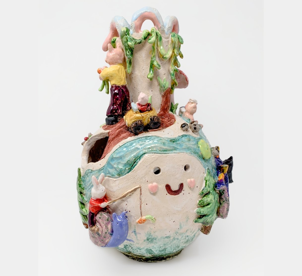 Hot Springs, 2026, 37 x 26 x 26cm (14.5" x 10" x 10in),  Ceramic, Engobe, Iron-, Copper and Chrome Oxides, Glaze