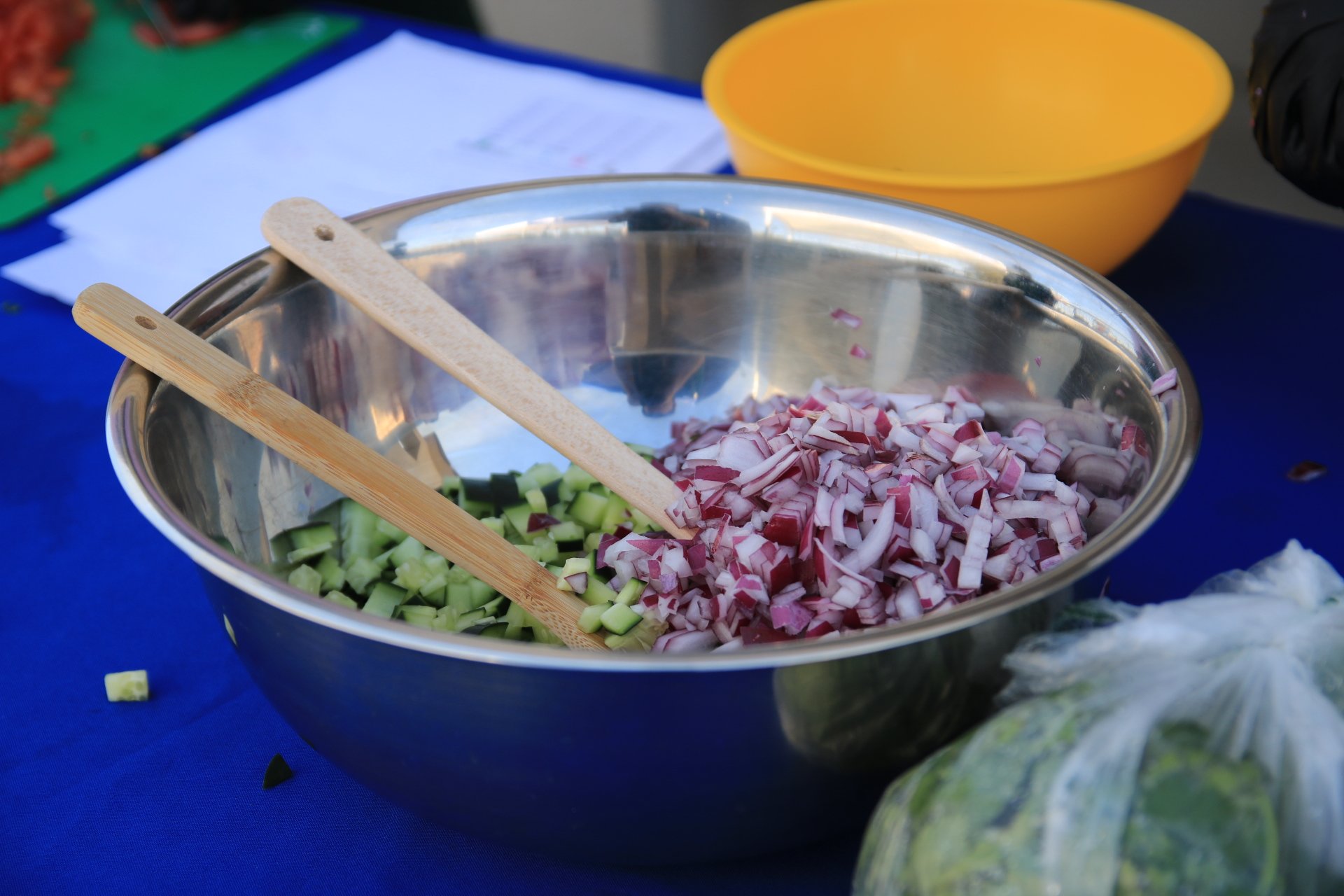 Metro prepared fresh salsa during the cooking demonstration.