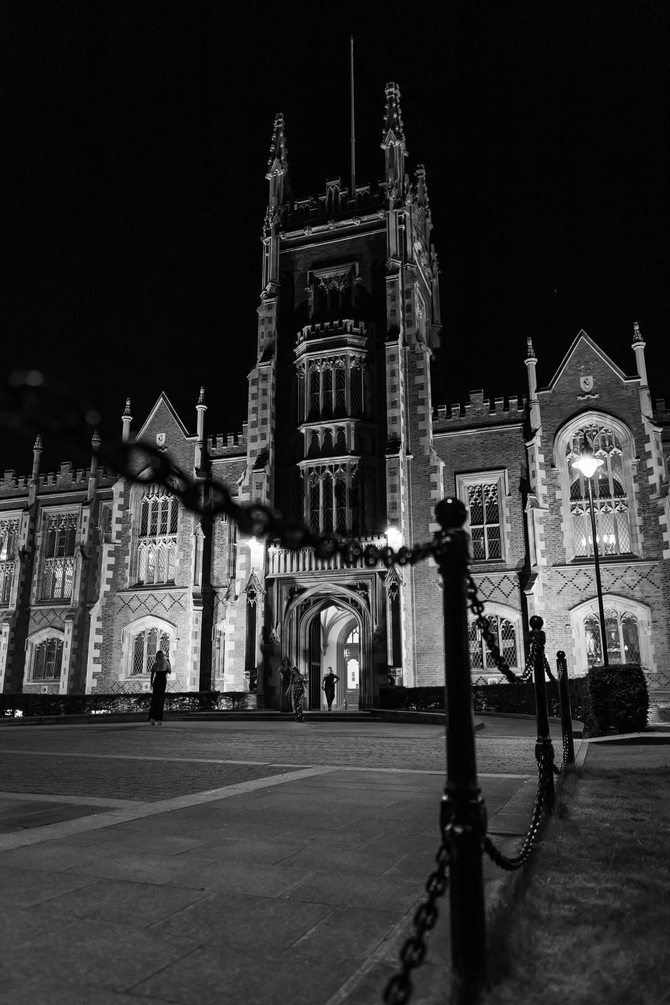Queen's University, Belfast in black and white