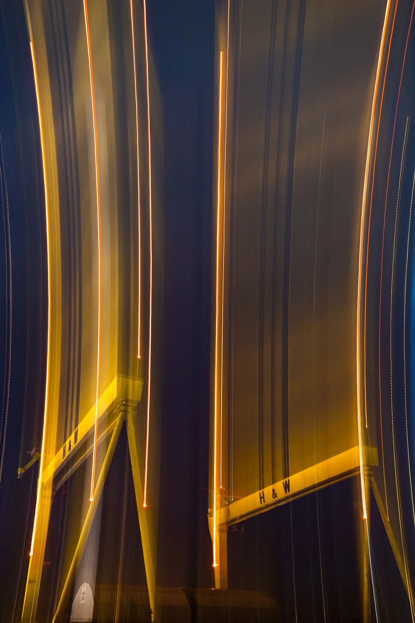 ICM shot of Belfast's Harland and Wolff cranes at night