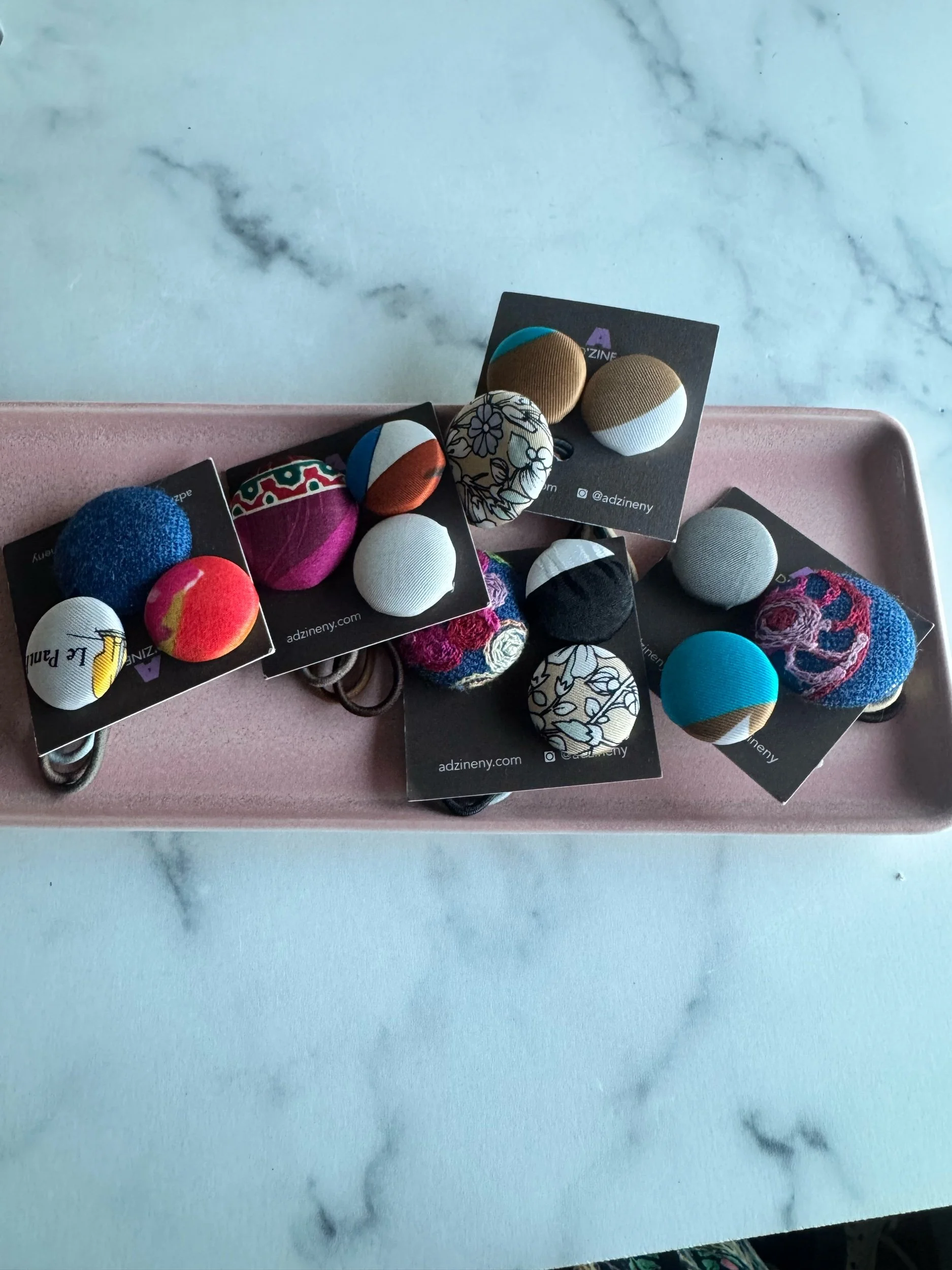 Hair Tie buttons-made from vintage scarves