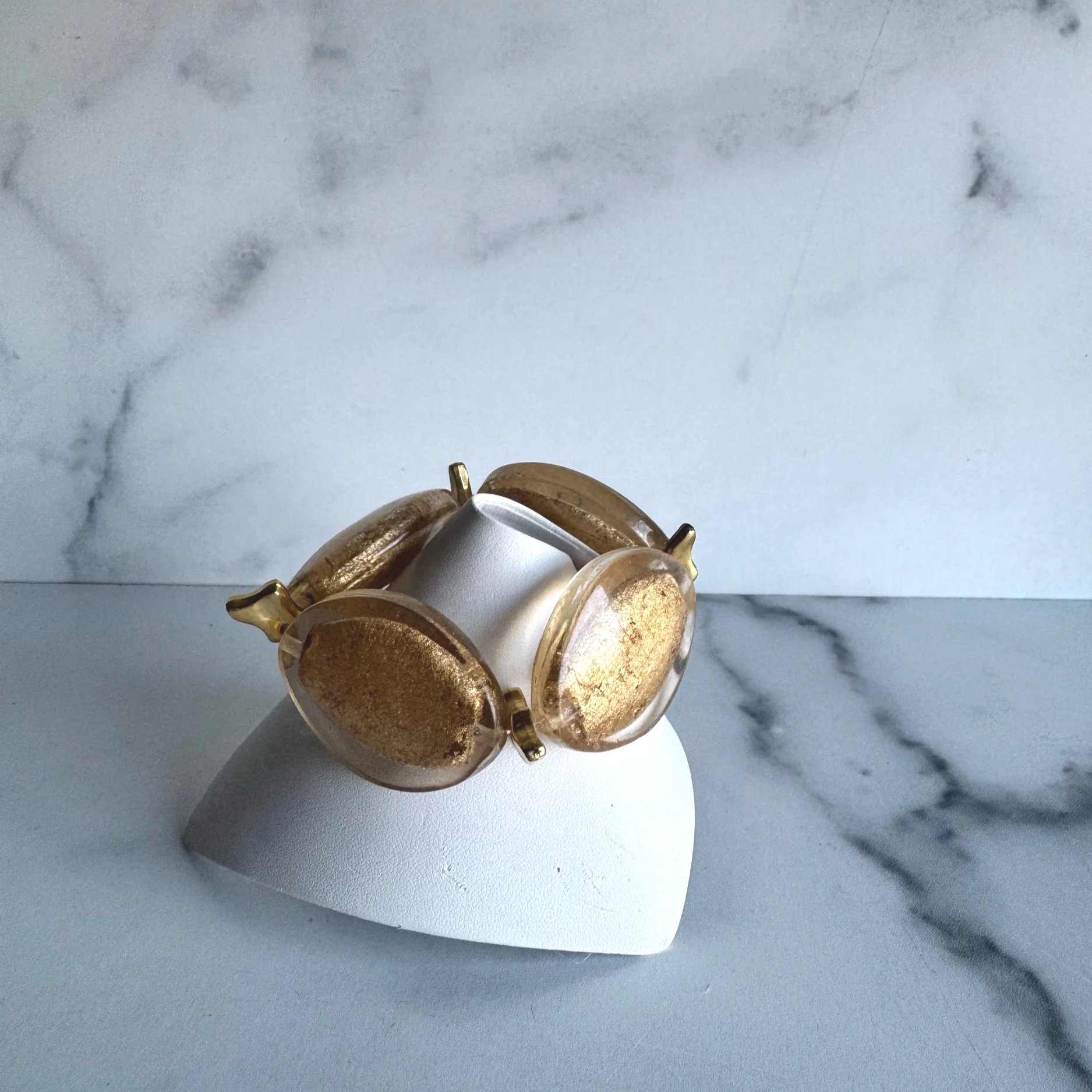vintage lucite beads make this stretchy bracelet