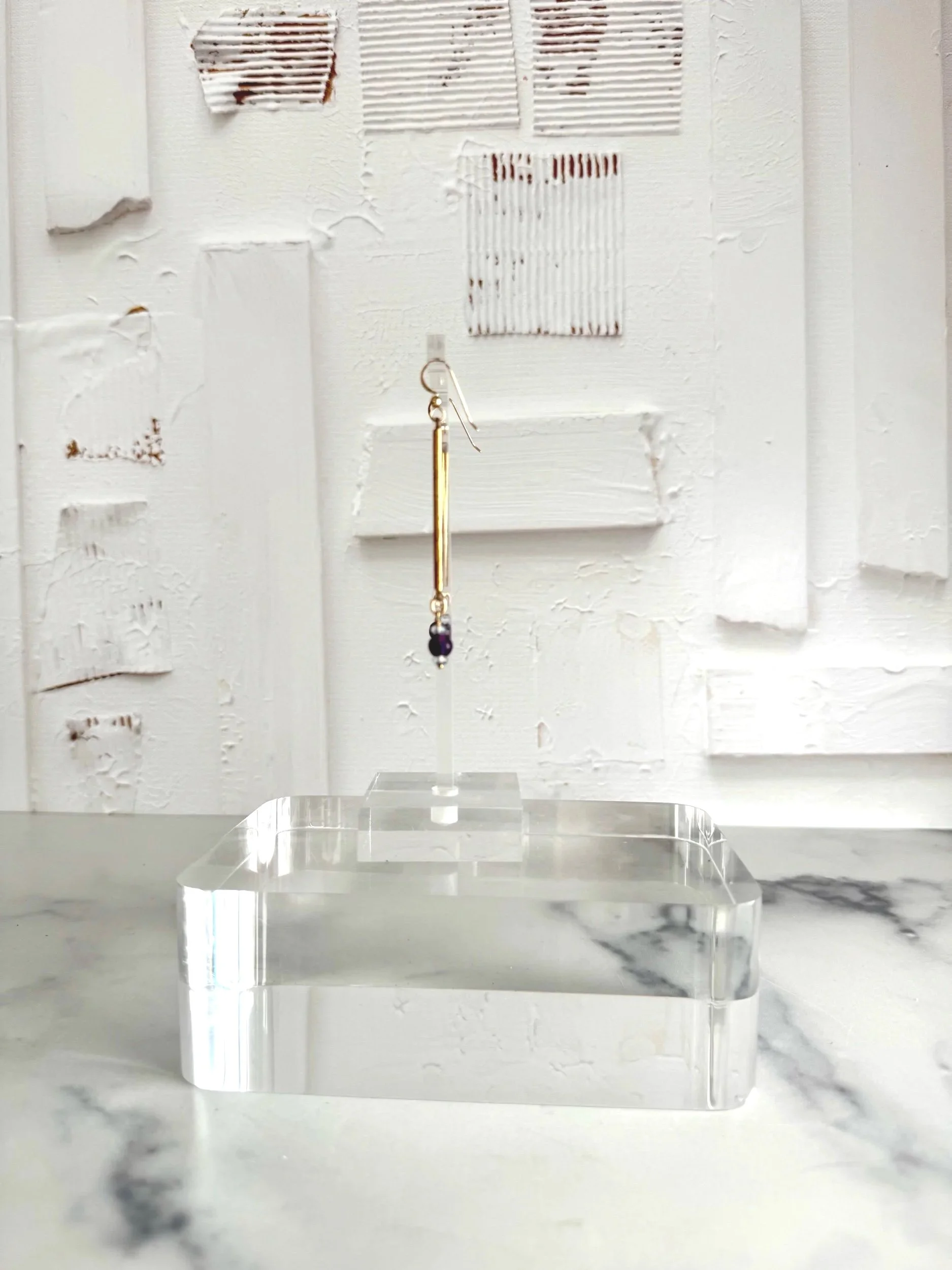 vintage bar and amethyst earrings can be worn for all occasions. sustainable earrings