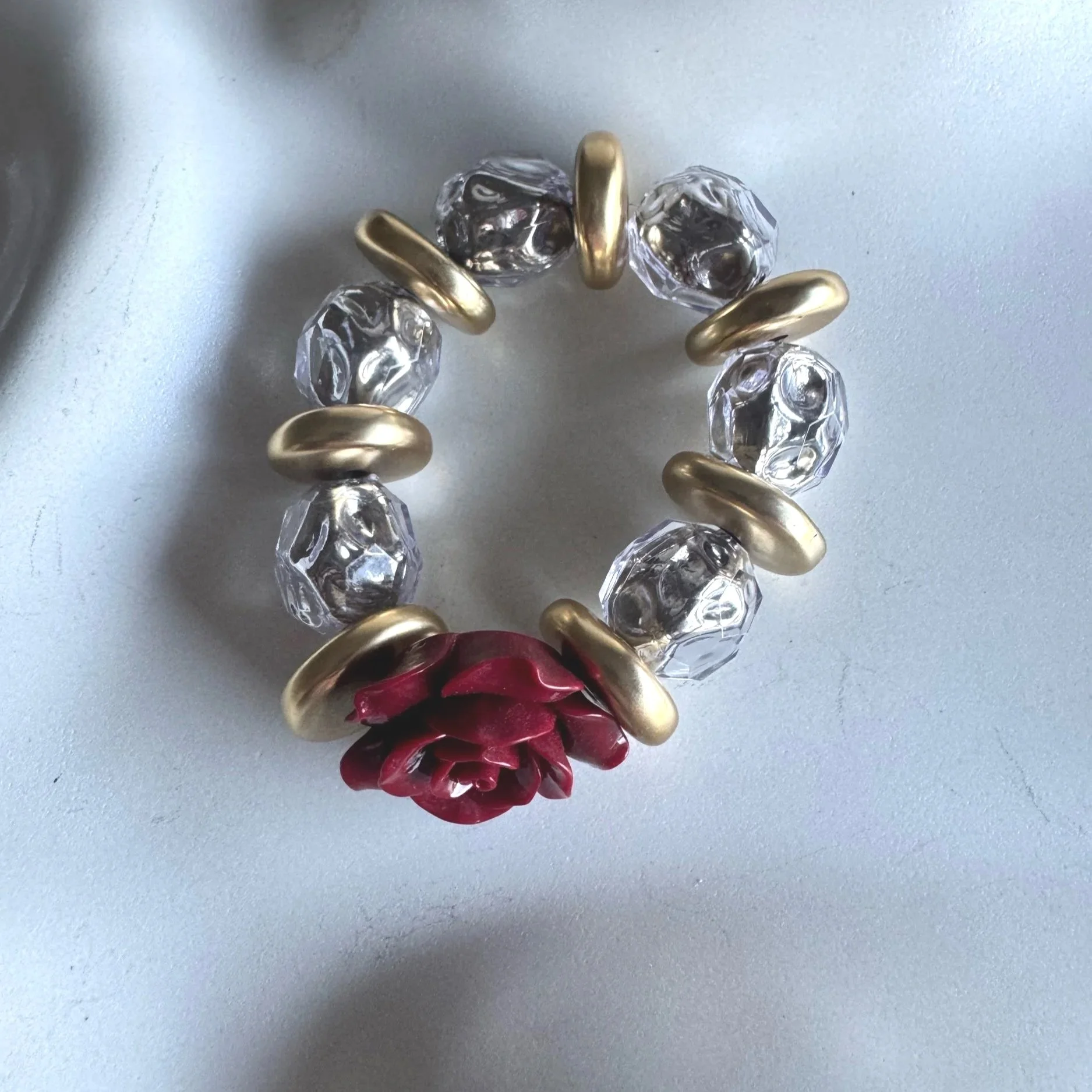 vintage lucite beaded stretchy bracelet one of a kind Latina maker