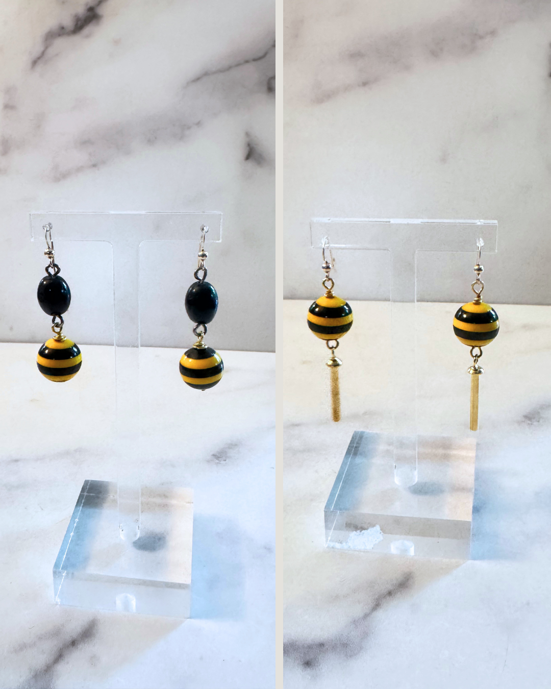 Black and gold earrings