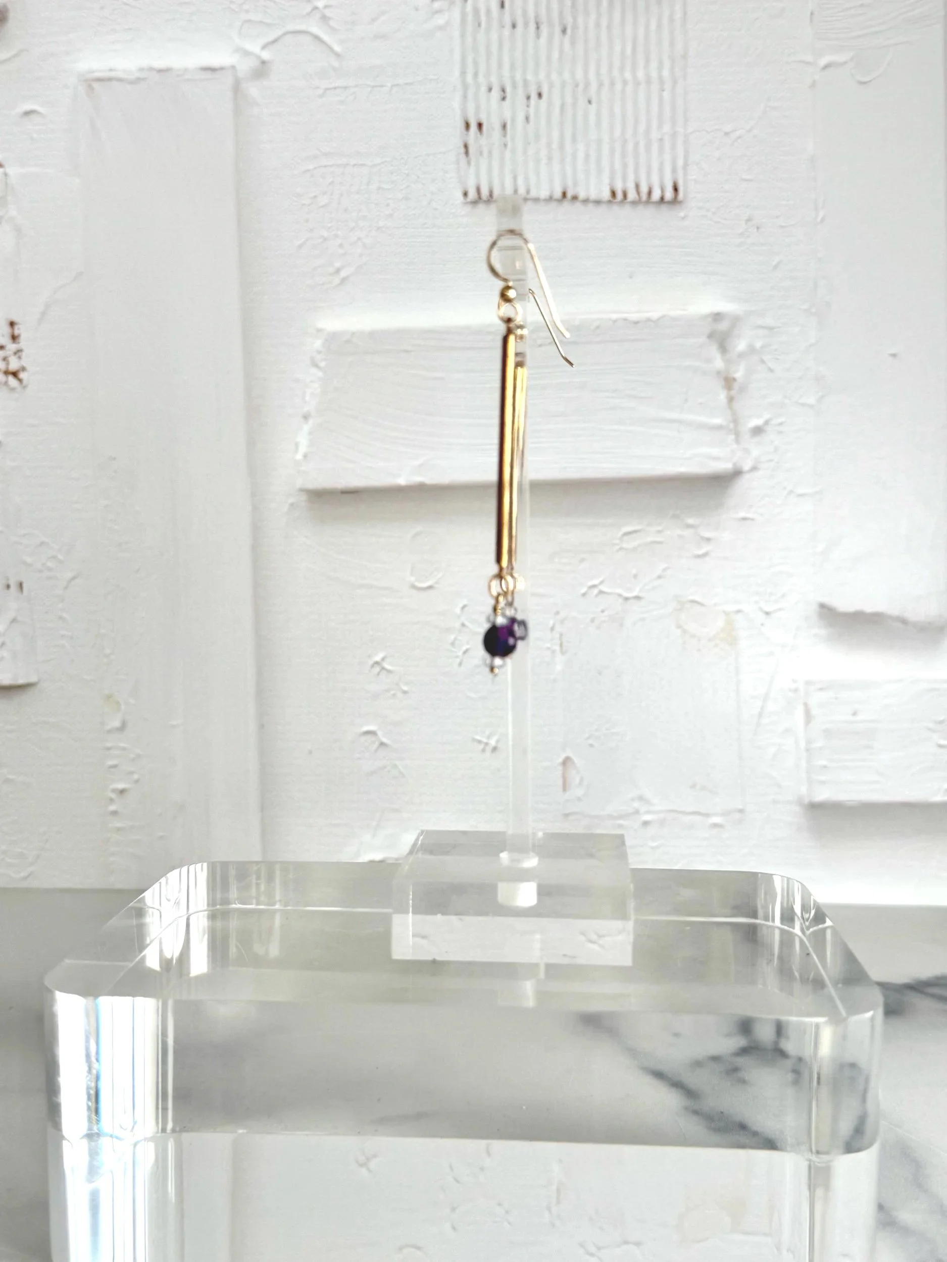 vintage bar and amethyst earrings can be worn for all occasions. sustainable earrings