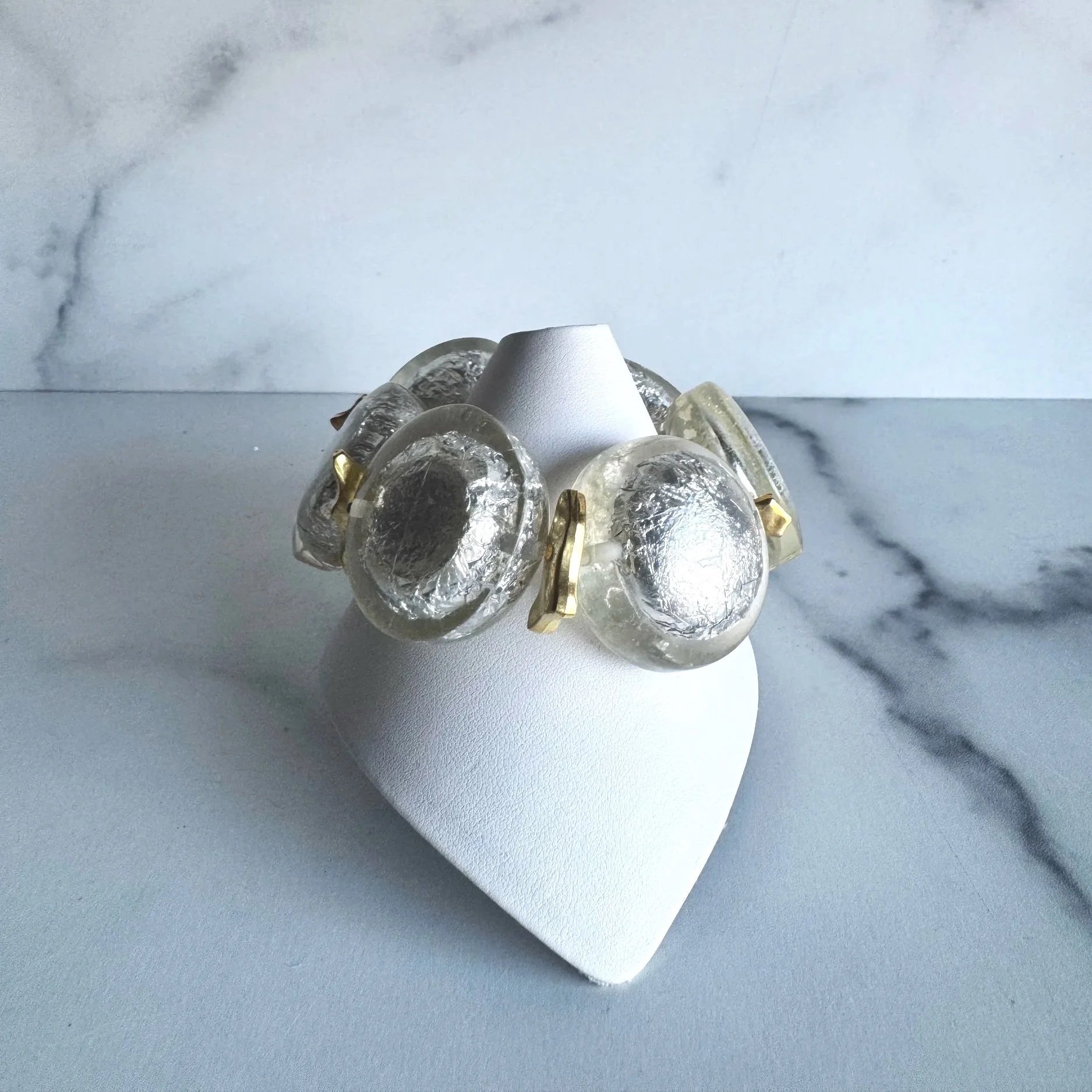 vintage silver and clear bead lucite bead