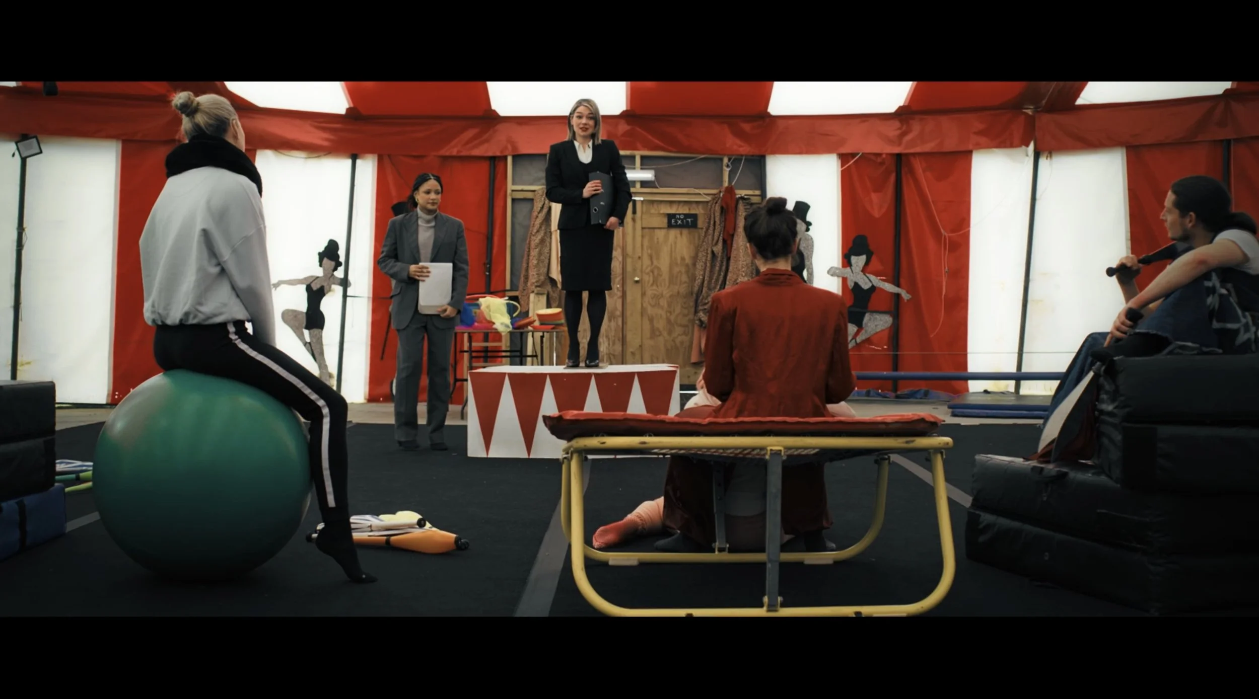 Marion (Cerys Knighton) addresses the staff in 'Charlie Shaw's Revenge