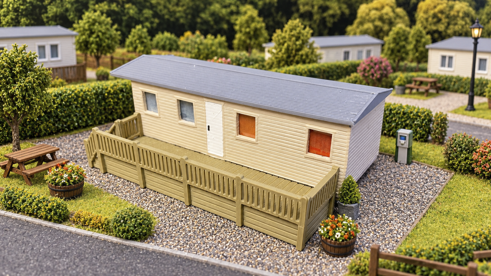 Static Caravan Decking Kit Unpainted OO-Gauge