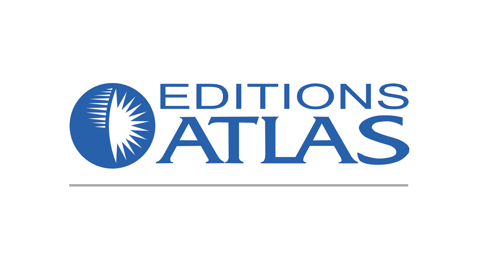 Logo of Editions Atlas with a blue globe and the company name in blue text on a white background.