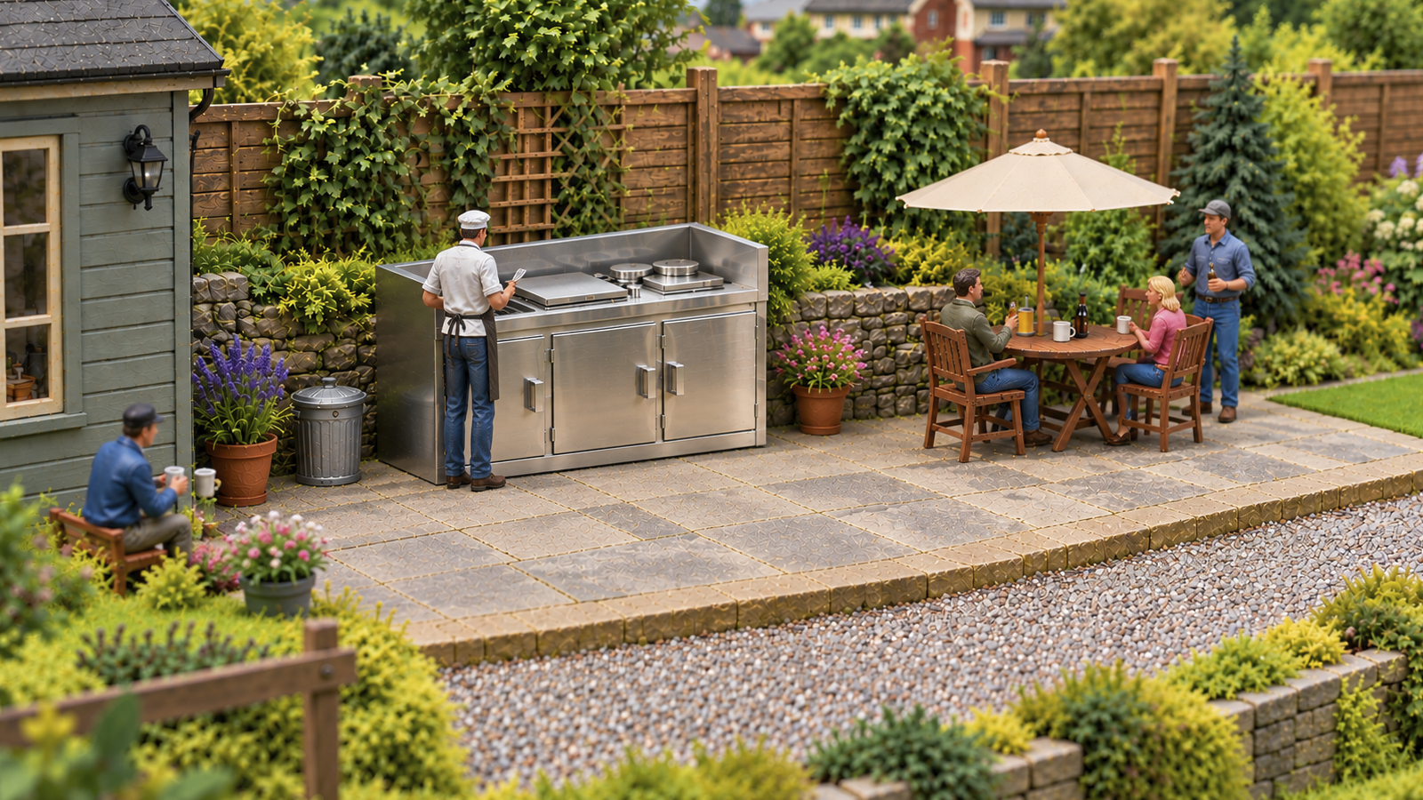 Garden BBQ Kit With Flickering LED - OO Gauge Unpainted