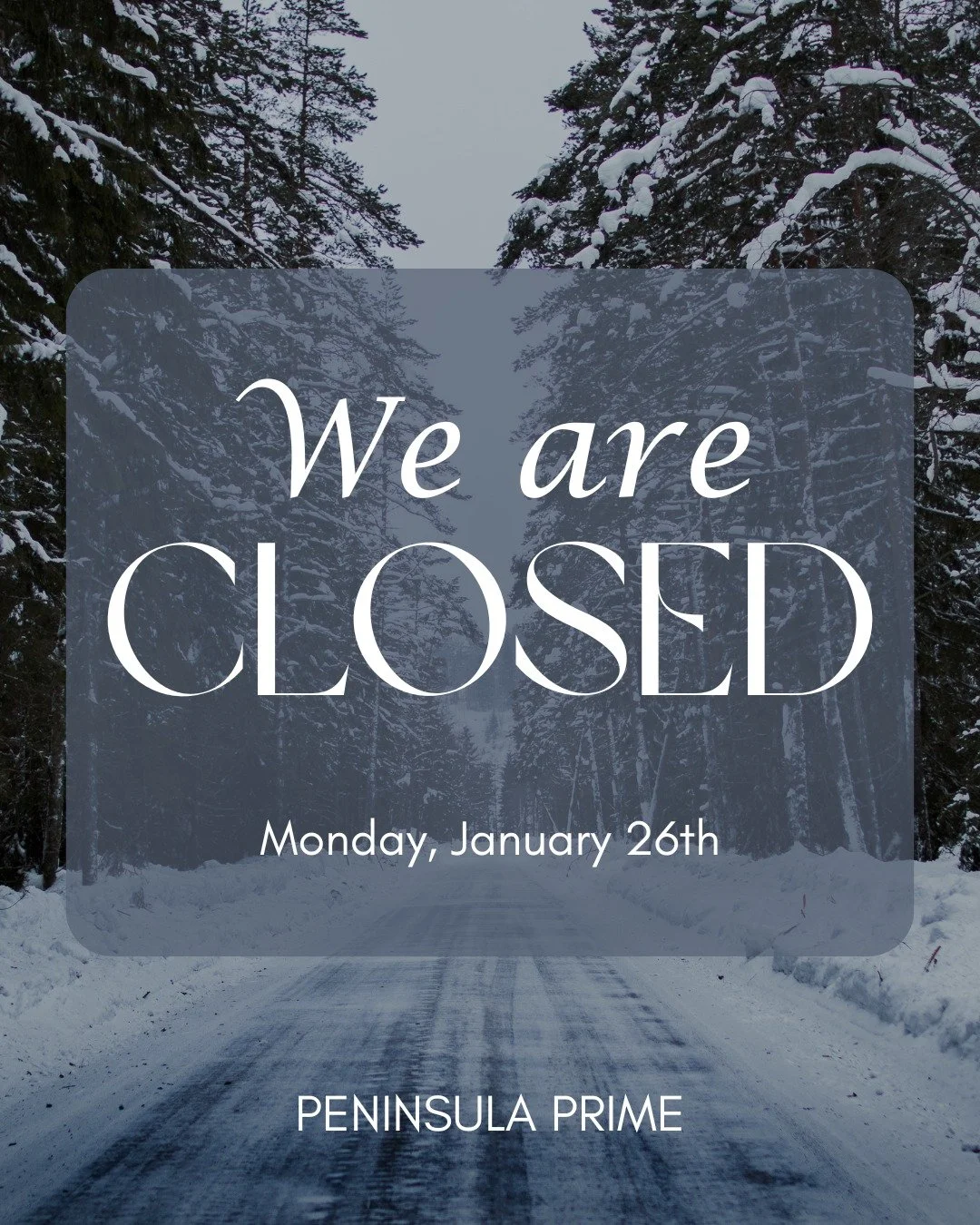We are CLOSED today, Monday, January 26th, to keep our employees and guests safe! We plan to reopen with our regular hours tomorrow!