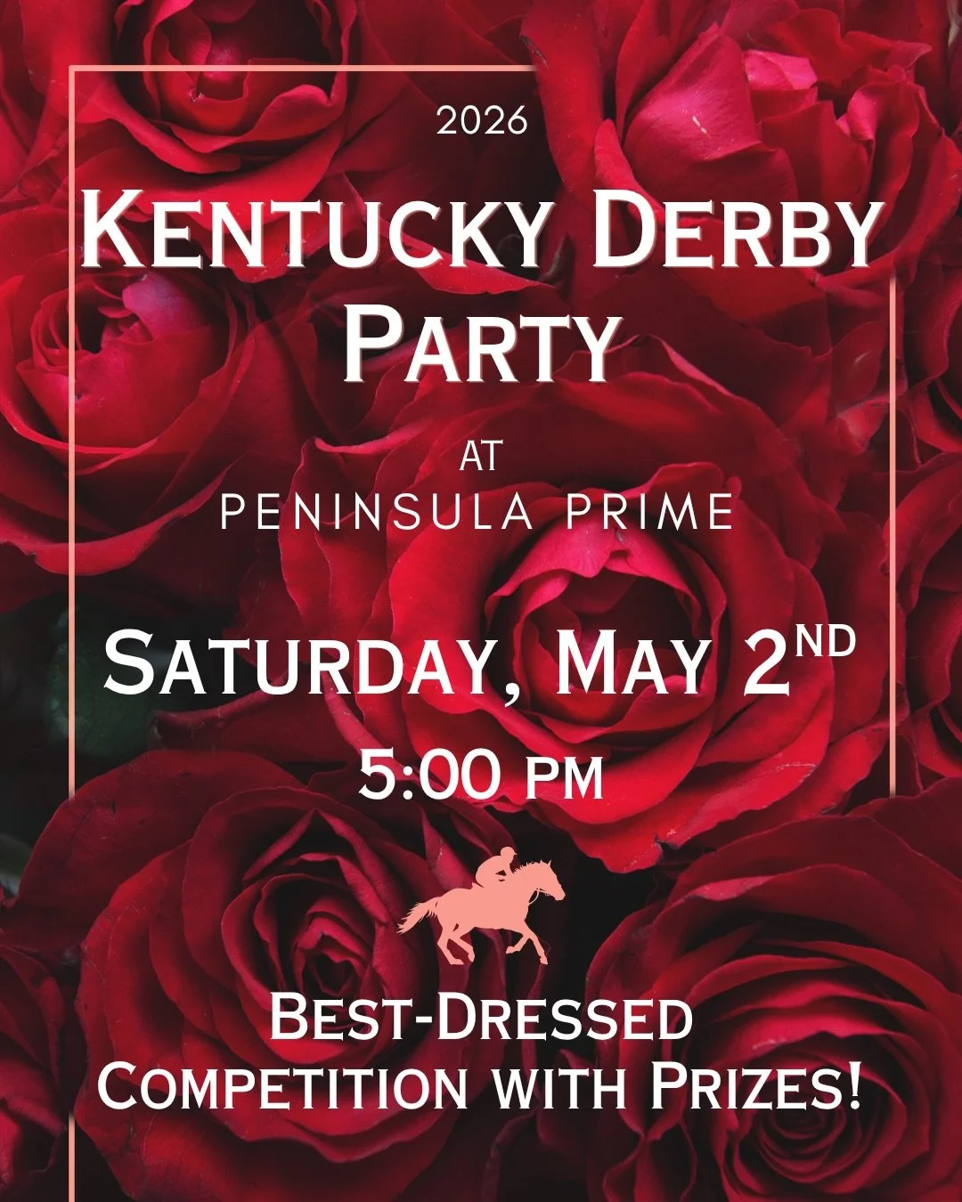 Who&rsquo;s ready for the Derby? 🐎 

🌹Join us at Peninsula Prime this Saturday, May 2nd, for our annual Derby Party! Weather permitting, we will be enjoying the evening out on the patio. There will be a Best-Dressed Competition with Prizes and lots