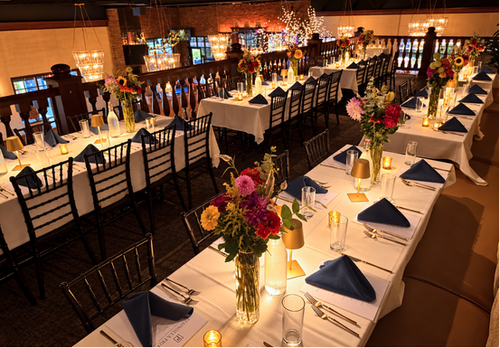Mezzanine  Room set for a private event at Peninsula Prime