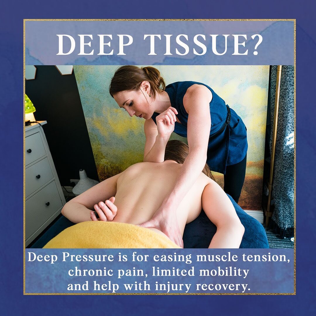 Is Deep Tissue Right for you? 

Deep tissue targets deep layers of muscle and surrounding tissue. It works to lengthen and relax deep tissue and help increase a persons range of motion. 

Deep Tissue is can be aimed at everyone but can specifically h