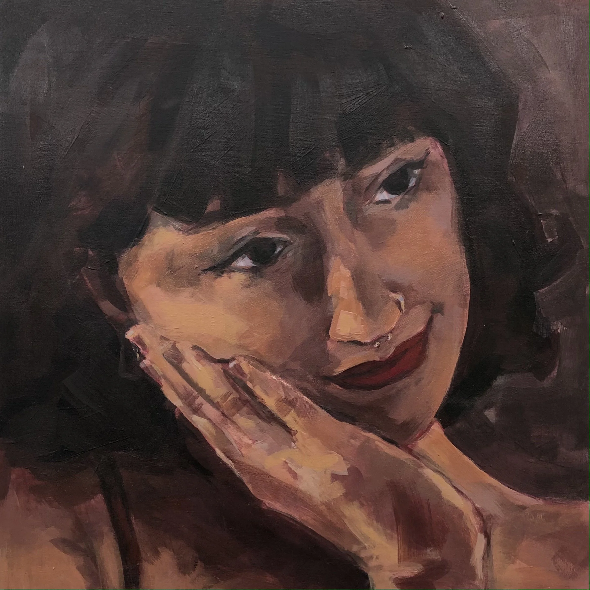 Adore, acrylic on panel, 12” x 12”, 2021.