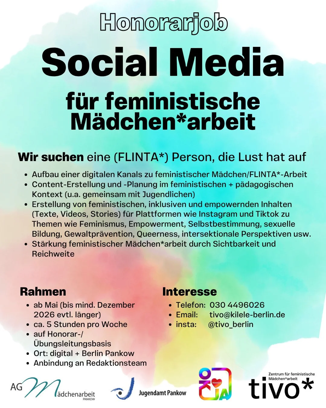 Das Internet ist voll mit Antifeminismus? Wir haben keine Lust mehr darauf und wollen feministischen Content aus der M&auml;dchen*/FLINTA*arbeit auch im digitalen Raum etablieren! 
Daf&uuml;r suchen wir eine FLINTA*-Person, die Lust hat gemeinsam mit