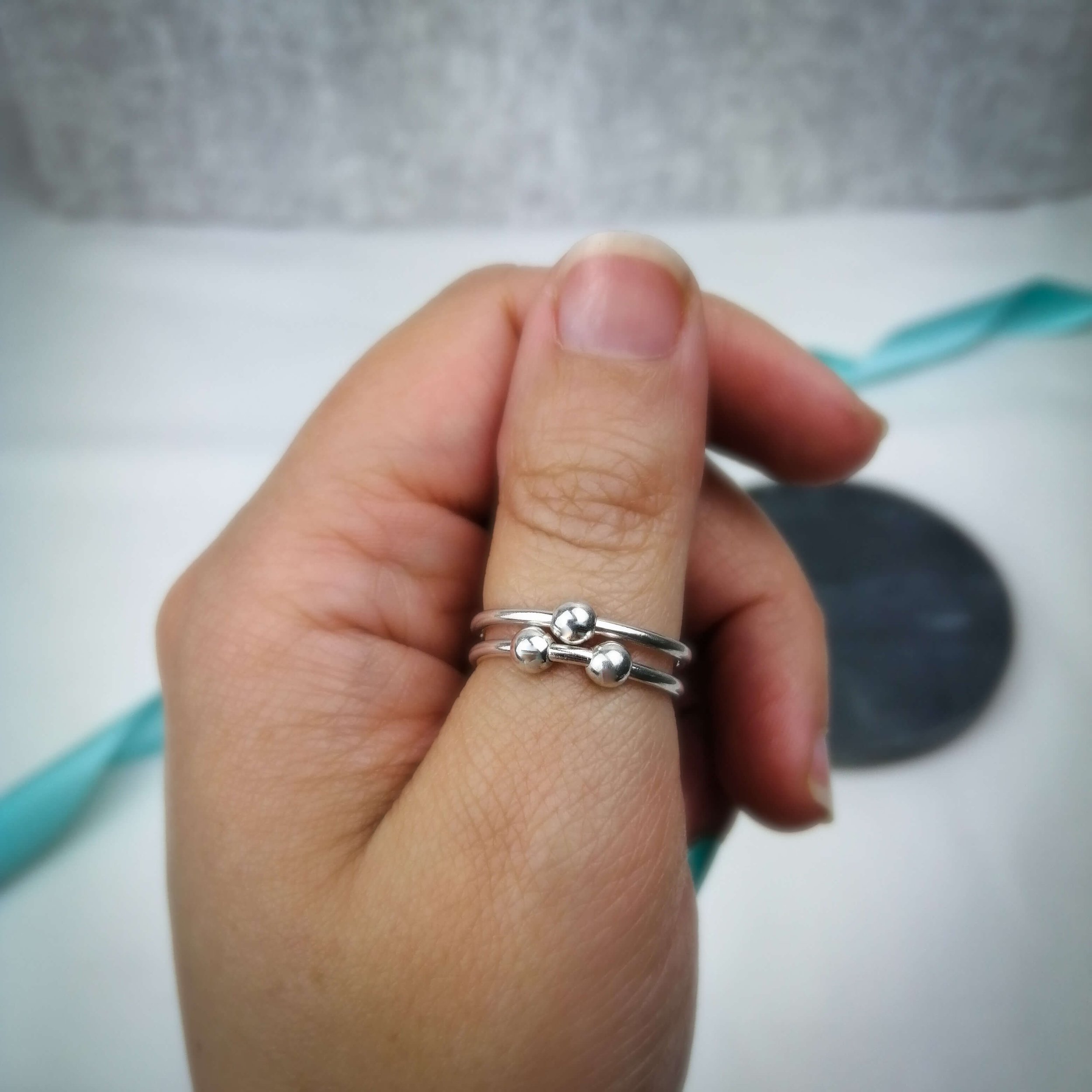 Bluenoemi Spinner ring for man /woman Sterling Silver 9kt gold ceramic –  Bluenoemi Jewelry