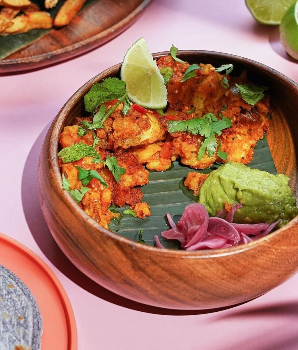 A special dish for our Vegan friends..
Picadillo de Papa Tacos
Costa Rican Potato Tacos - achiote and garlic potato hash topped with mint, cilantro and Arbol sauce, pickled red onions on the side, served with guacamole and corn tortillas. (Gluten Fre