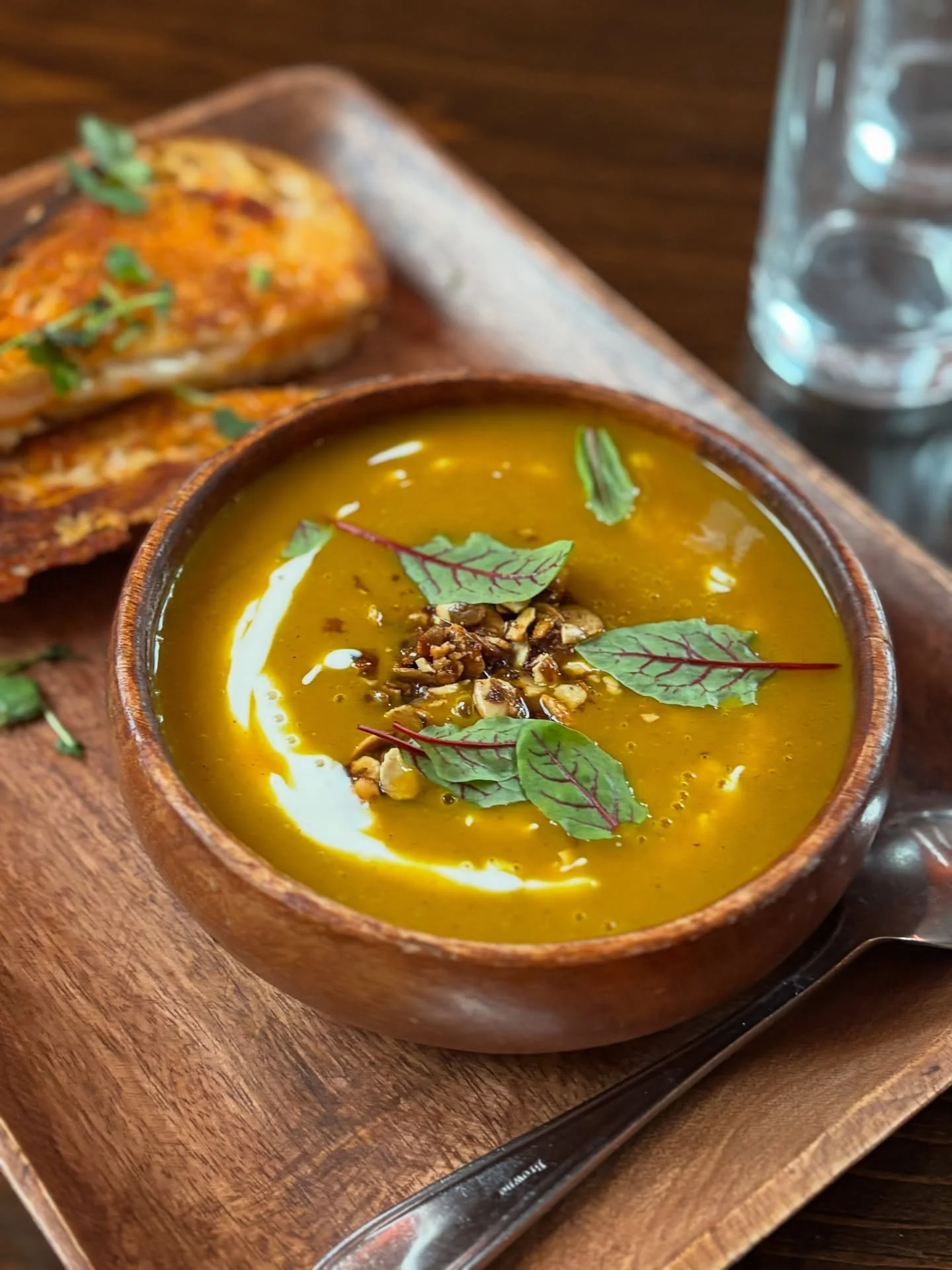 Soup season has officially arrived ❄️🥣

This week: scratch-made butternut squash, served hot and cozy &mdash; just how winter likes it.

Butternut Squash Soup 👉 Butternut squash and coconut milk soup garnished with maple syrup, Mexican crema, spice