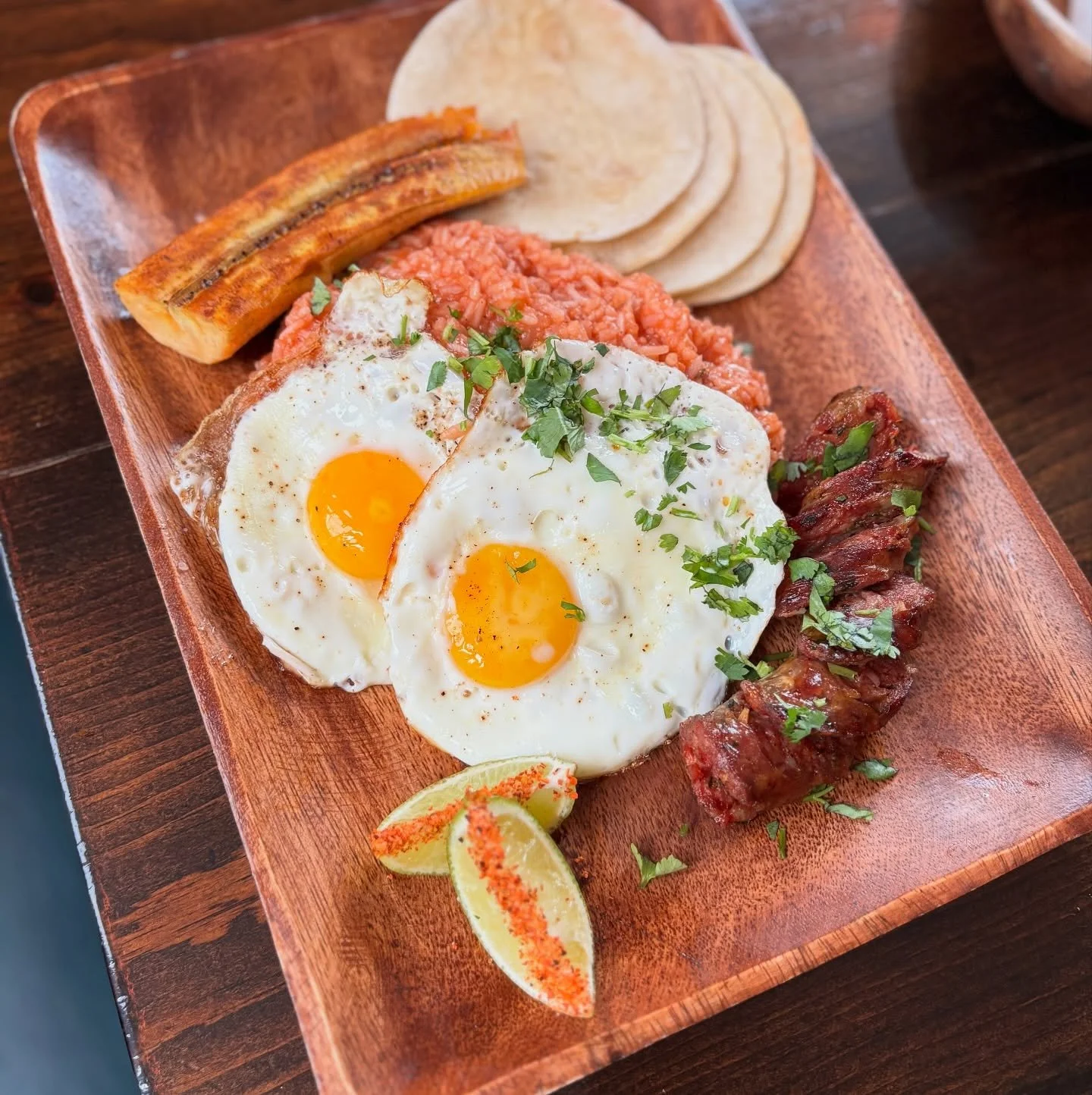 Saturday brunch, but make it bold 🌞🍳

Meet El Michoac&aacute;no &mdash; a big, hearty Mexican breakfast with free-range eggs, Mexi-rice, Cuban chorizo, plantain, warm corn tortillas, and a little chile de &aacute;rbol heat.
Weekend fuel, sorted.
#c