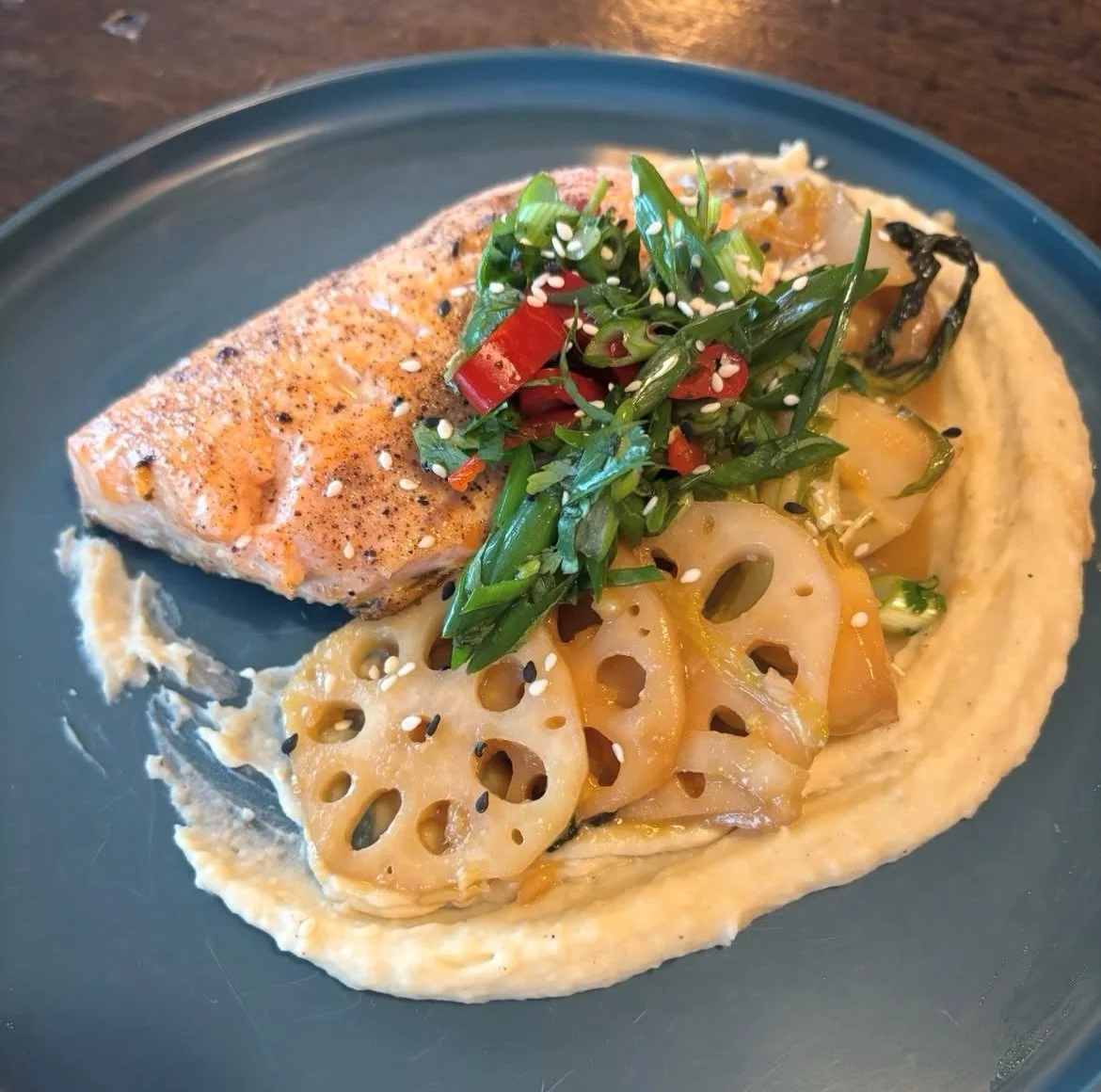Lighter evenings, fresh flavours, and a few new reasons to come by ☀️ 

Our Arctic Char has quickly become a favourite &mdash; served over silky butter bean pur&eacute;e with napa cabbage, lotus root, and baby bok choy in a savoury tamari miso sauce.