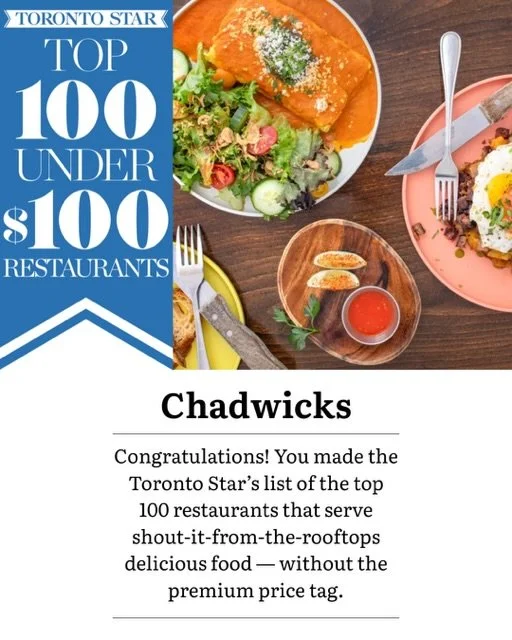 We&rsquo;re beyond excited to share that Chadwick&rsquo;s has been featured in the Toronto Star&rsquo;s Top 100 Under $100 🖤✨

This one feels really special. A huge thank you to the Toronto Star team for including us, and to our incredible guests an