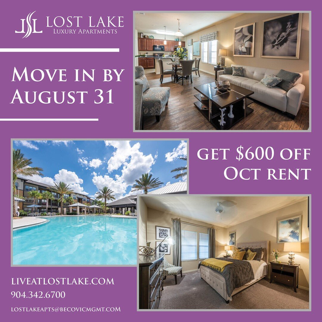 Attention followers! Pass the word along to your community - we have a deal you or your friends and family would not want to miss! Move in by August 31 and save $600 off your October rent. Contact us today to secure your unit. You've got a week! Act 