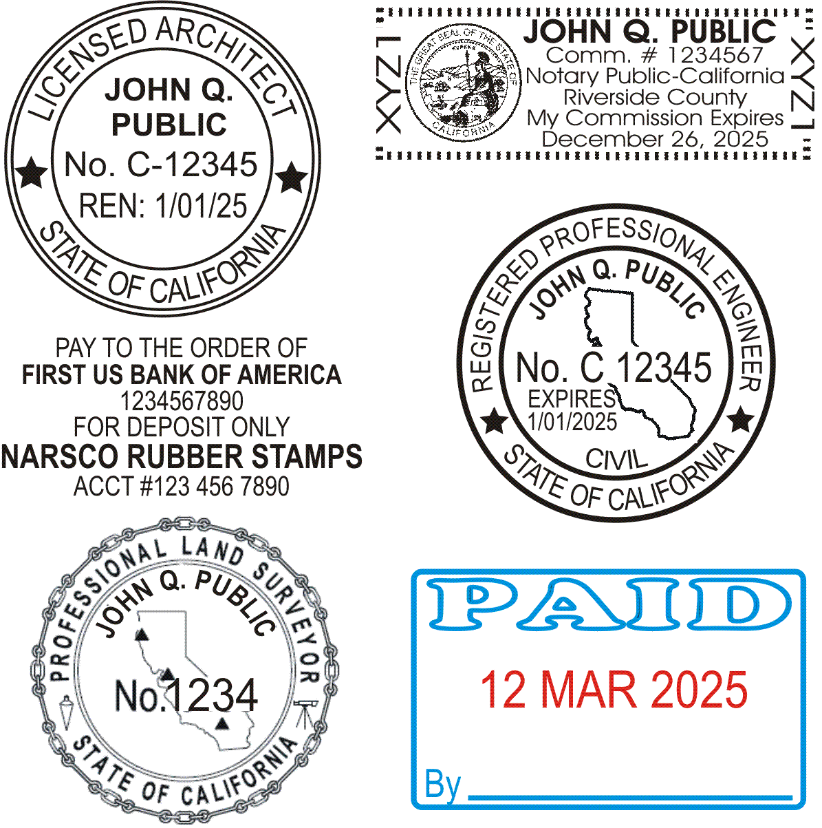 "stamp examples", north american rubber stamp company