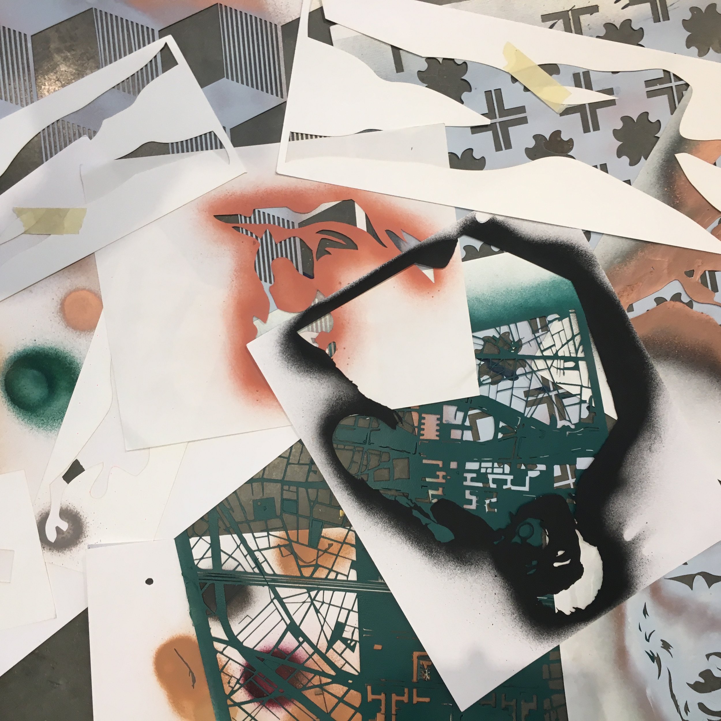 "stencils", copperminted, process image from copperminted photo archive