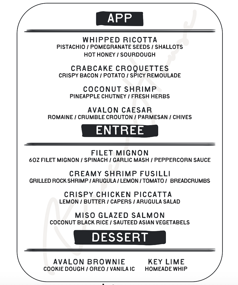 Signature Set Prix Fixe Menu