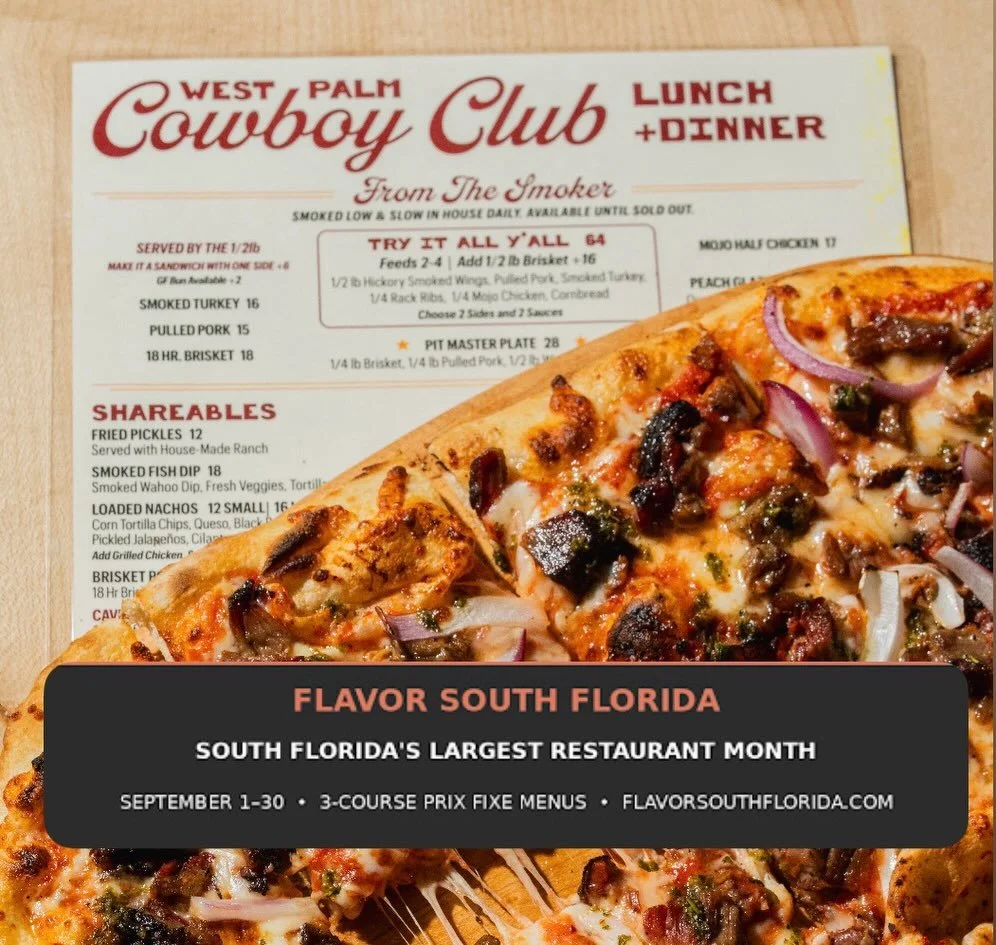 West Palm goes a little bit country for Flavor South Florida. 🤠🔥

West Palm Cowboy Club is serving up a $40 dinner menu loaded with smokehouse favorites&mdash;from 18-hour brisket and peach-glazed ribs to brisket potato skins, skillet nachos and al