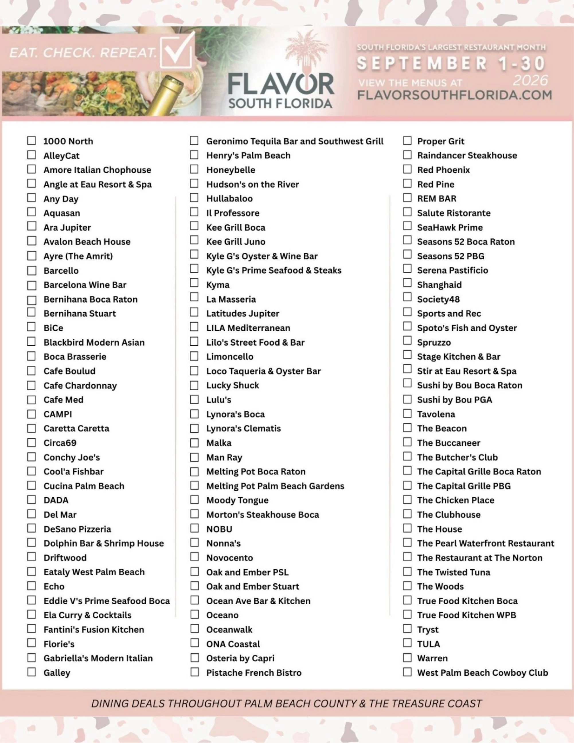 UPDATED and final list for the 2026 Flavor South Florida season! 🚨
All September long check out these 114 restaurants participating in @flavorsouthflorida restaurant month with incredible dining deals. 🍽️🌴
View all the menus at FlavorSouthFlorida.