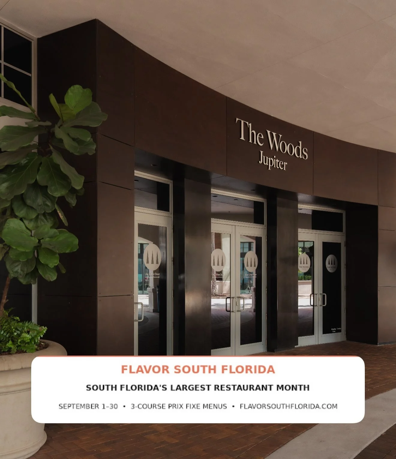 Tee up your September dining plans at The Woods Jupiter. ⛳️🍽️

For Flavor South Florida, enjoy a $35 lunch or make it dinner with a $65 three-course menu featuring choices like Sashimi Ceviche, Crab Cake, Pork Chop, Shrimp Scampi, Swordfish and Tira