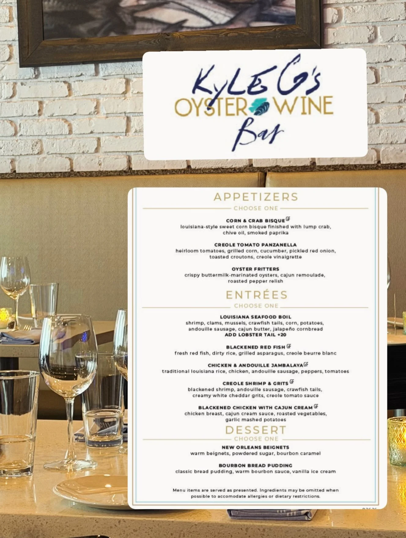 For Flavor South Florida, Kyle G&rsquo;s Oyster and Wine Bar is serving a 3-course menu for $49&mdash;with choices like Oyster Fritters, Louisiana Seafood Boil, Creole Shrimp &amp; Grits, and New Orleans Beignets. Plus, NOLA-inspired cocktails and fe
