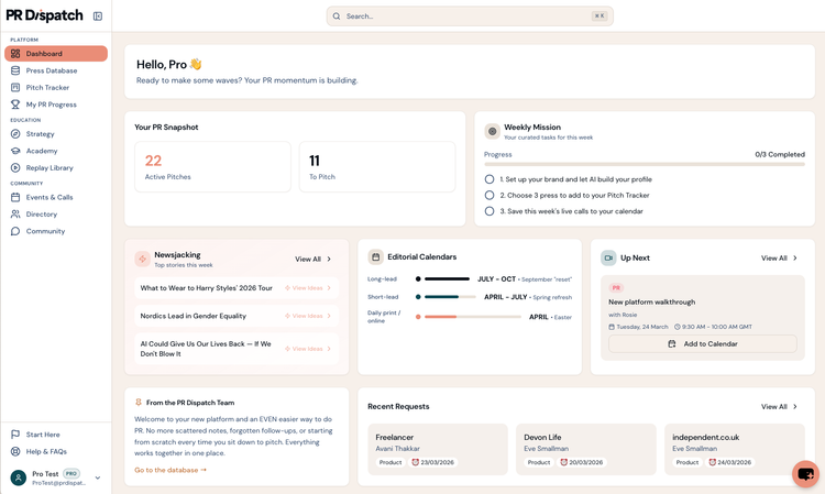 PR Dispatch dashboard and progress