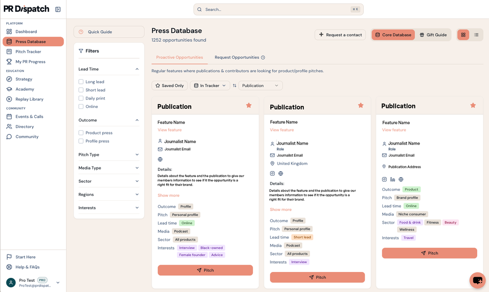 PR Dispatch platform preview