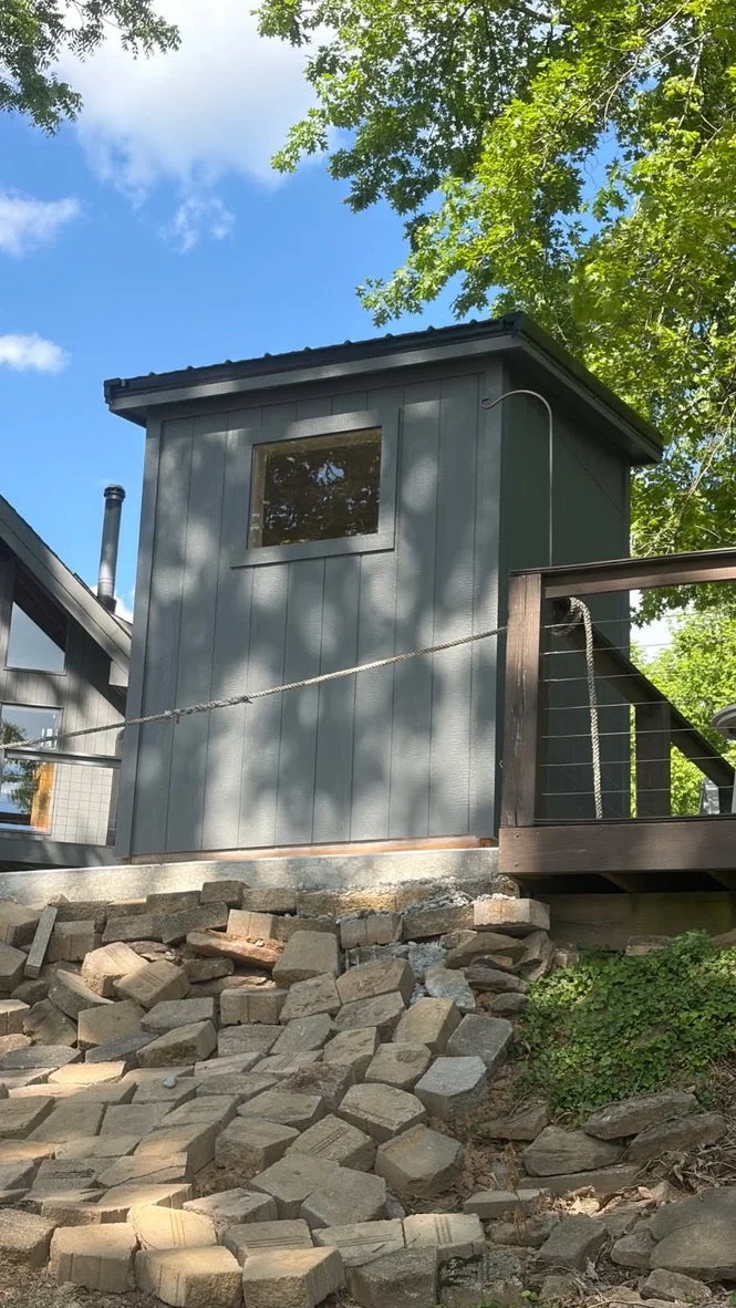 Outdoor sauna on the river with beautiful view