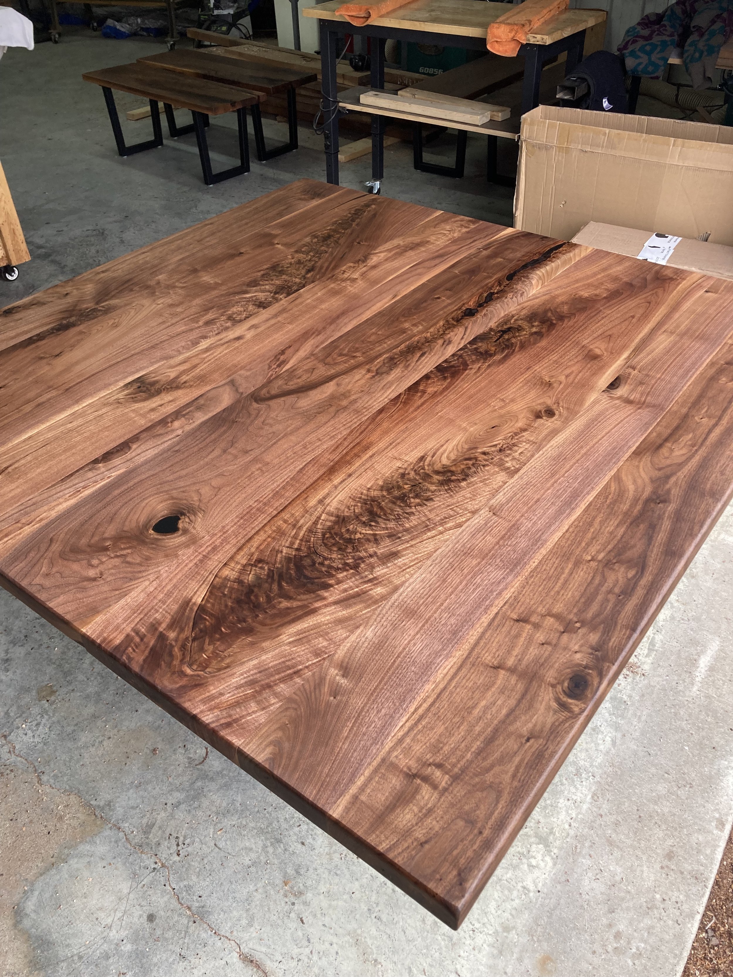 Square black walnut table