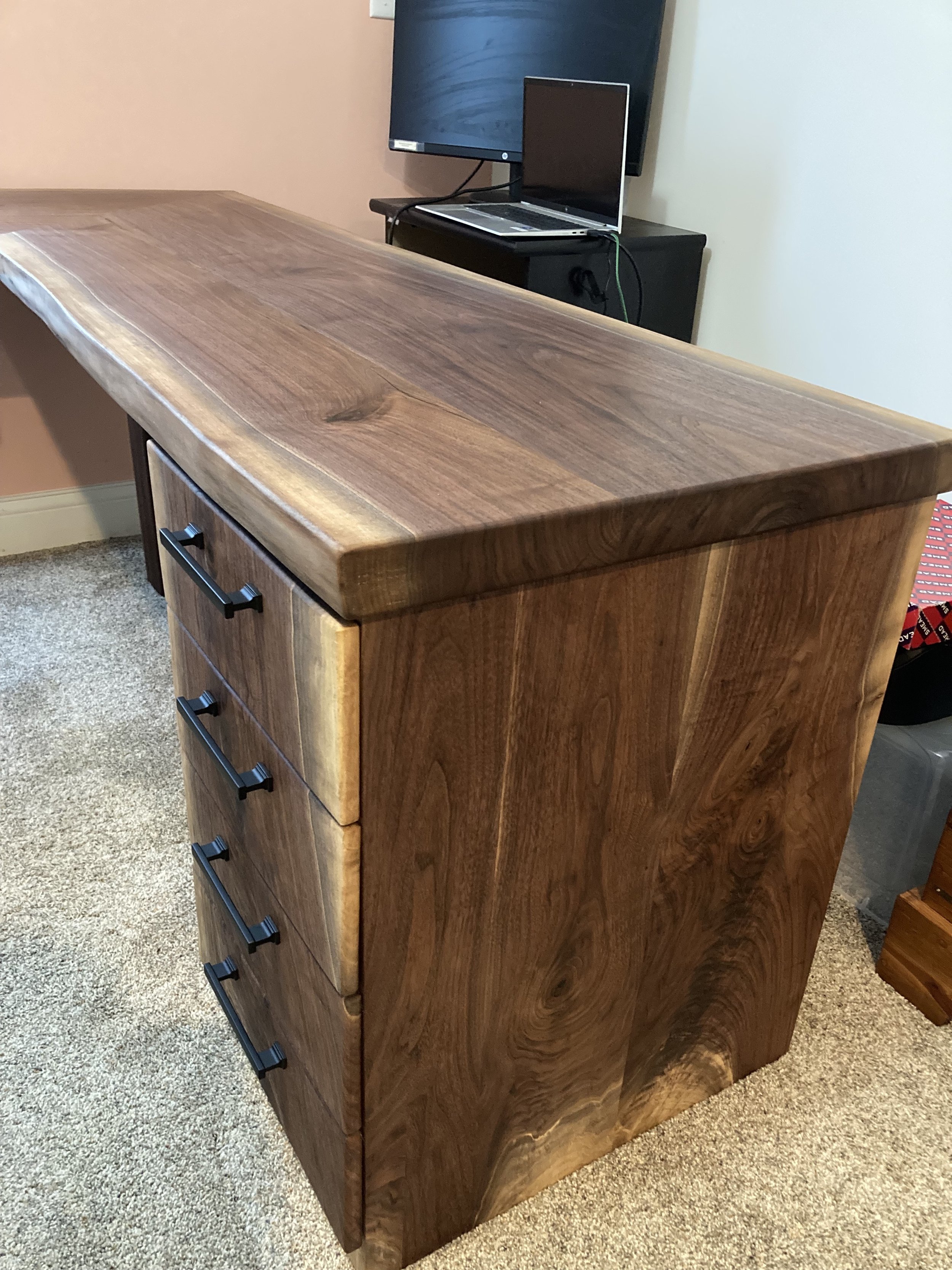 L-shaped Black Walnut Desk